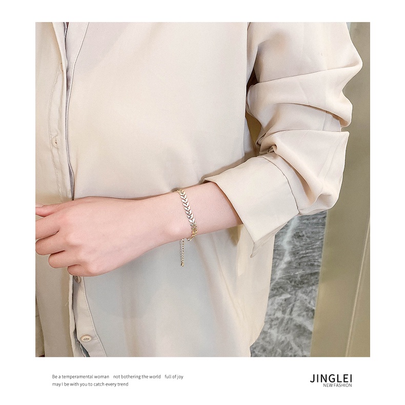 Vòng tay lắc tay nữ titan ngọc lá me H13-104A - CAM KẾT KHÔNG GỈ, KHÔNG BAY MÀU - BẢO HÀNH 12 THÁNG