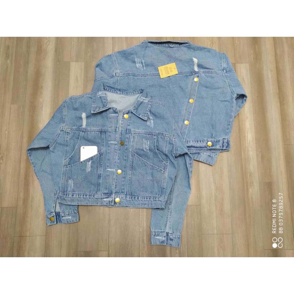 Áo khoác jeans nữ xanh tà chéo đủ 2 màu xanh đen size 38-65kg cao cấp độc quyền Panda