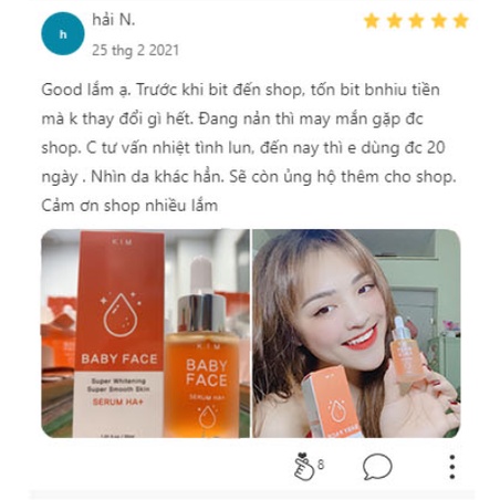 SERUM KIM BABY FACE HA+ Tinh chất truyền trắng sạch mụn, mờ nám, căng bóng da