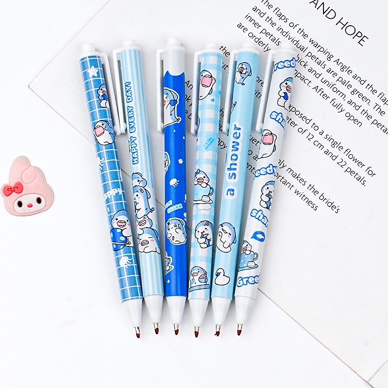 Set 6 bút gel RUIXIANG ngòi 0.5mm họa tiết hoạt hình xinh xắn