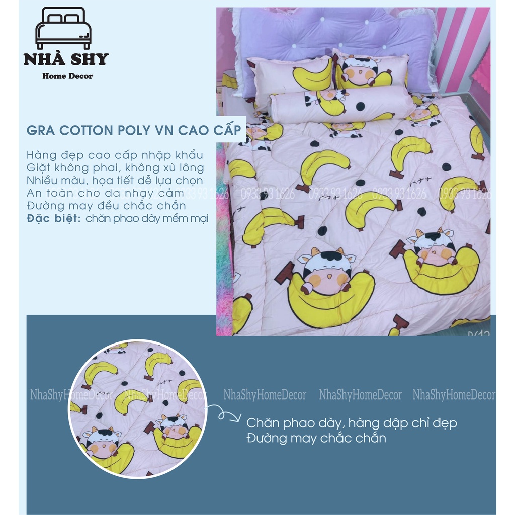 Set 5 Món Ga Gối Chăn Phao Dày Dặn - Chất Liệu Poly Hàng Việt Nam Sản Xuất - Part 1