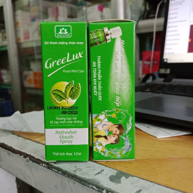 Xịt thơm miệng thảo dược Greelux fresh mint cool 12ml