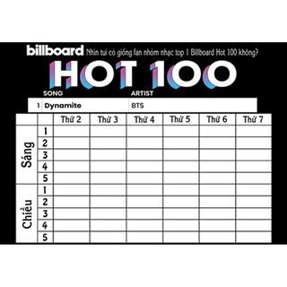 Lịch Sử Giá Thời Khoá Biểu Bts Billboard Hot 100 Cập Nhật 9/2023 - Beecost