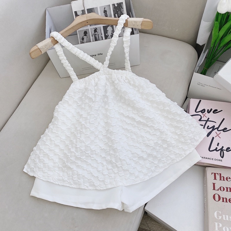 ❤️Set áo xốp yếm + short trắng❤️❤️