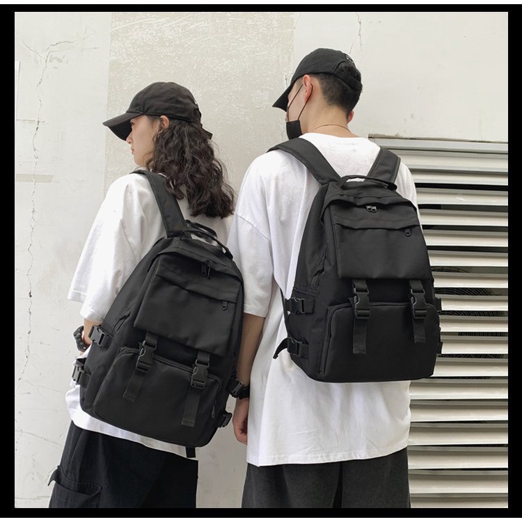 Balo Ulzzang Basic Đen Nam Nữ Thời Trang Cá Tính Giá Rẻ Đi Học BL01