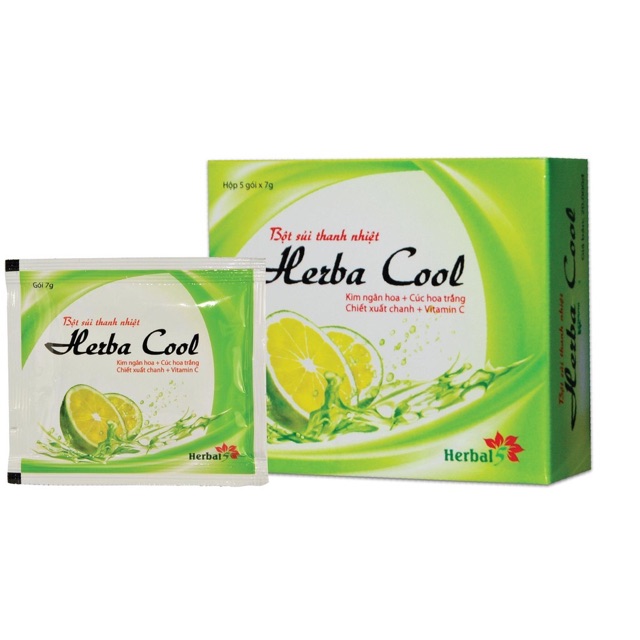Bột nước mát HERBA COOL EXTRA vị mía lau , rể tranh hộp 10 gói