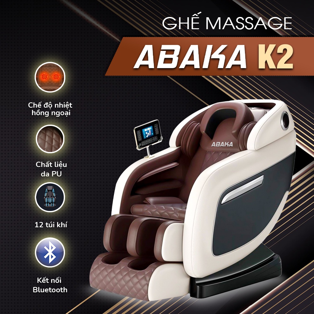 Ghế massage Abaka K2 - Ghế mát xa có loa bluetooth nghe nhạc - Chế độ massage toàn thân - Bảo hành 6 năm