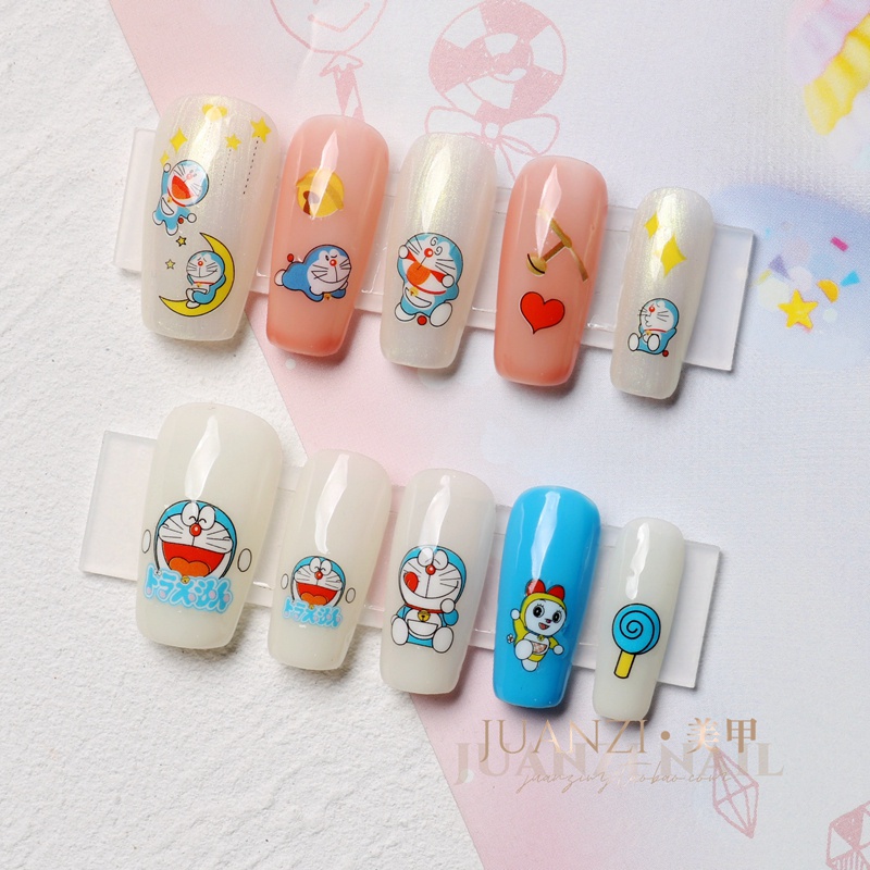 Miếng Dán Trang Trí Móng Tay Hình Doraemon 3D Dễ Thương