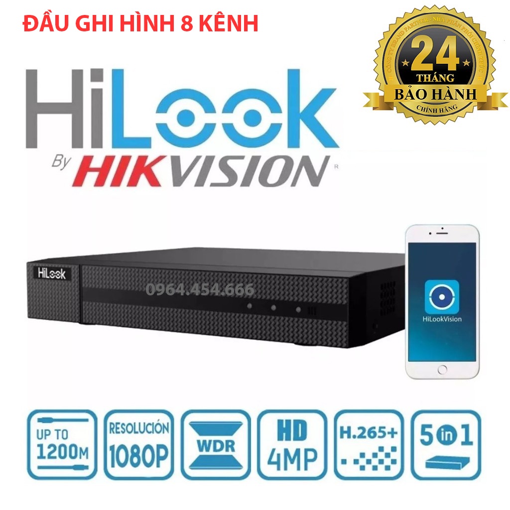 Đầu Ghi Hình Camera 4.0MP TVI-IP 8 Kênh HILOOK DVR-208Q-K1(S)