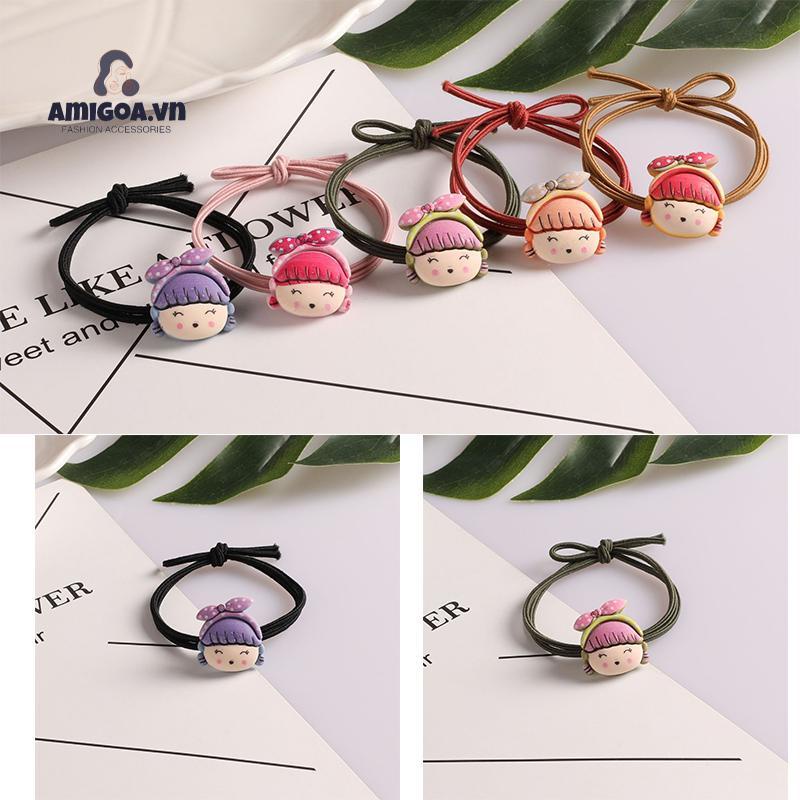 ✨✨Dây thun cột tóc thoải mái gắn hình hoạt hình nhiều màu thời trang Hàn Quốc