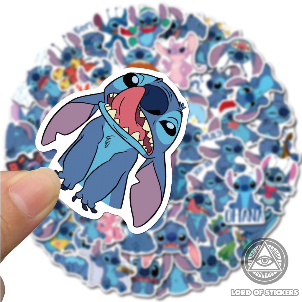 Set 50 Miếng Dán Sticker Hoạt Hình Stitch Chống Thấm Nước Trang Trí Mũ Bảo Hiểm, Điện Thoại, Laptop, Ván Trượt, Sổ, Vali