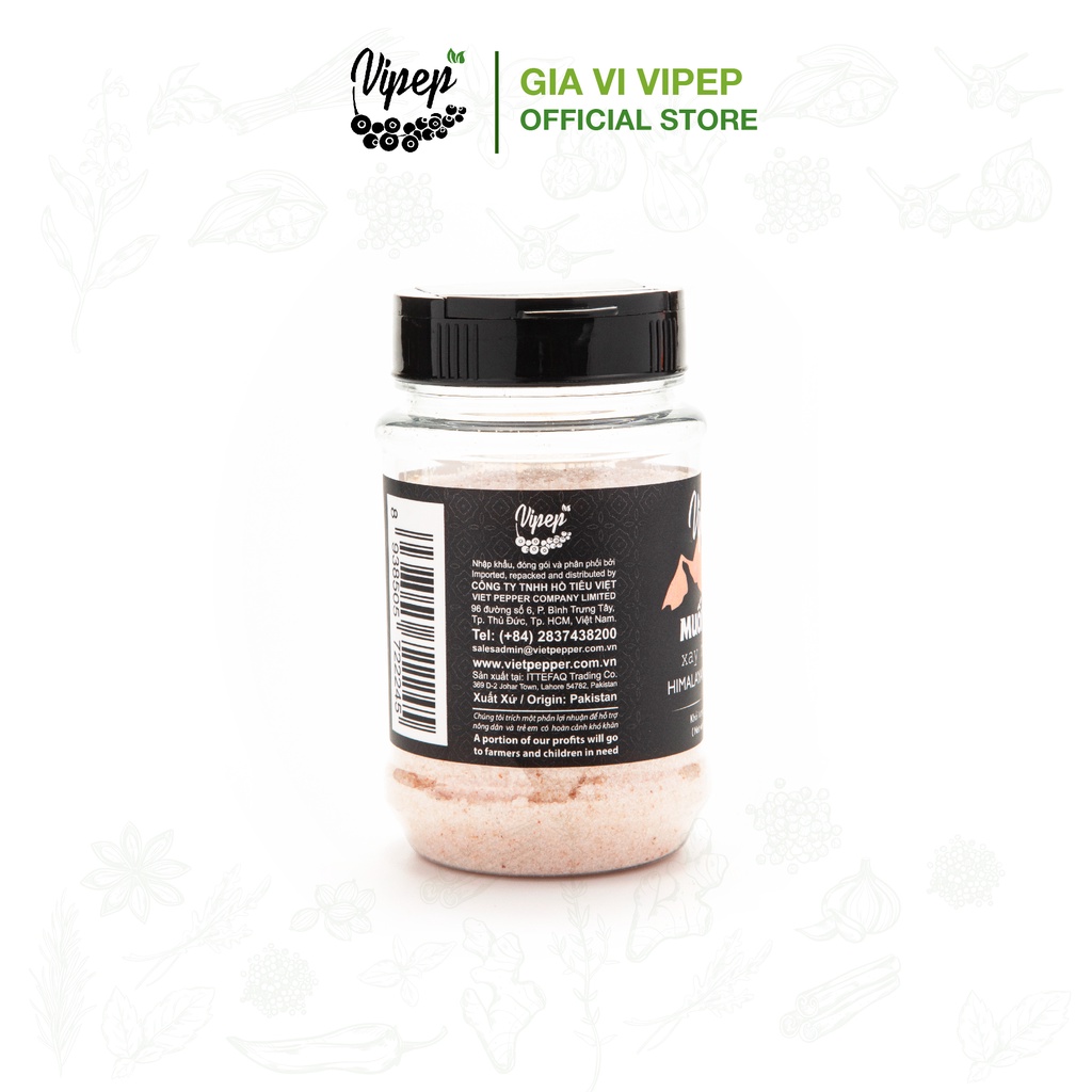 Muối hồng Himalaya Vipep xay nhuyễn, gia vị nêm ướp tiện lợi 200g (có muối hồng nguyên hạt 100% nguyên chất)
