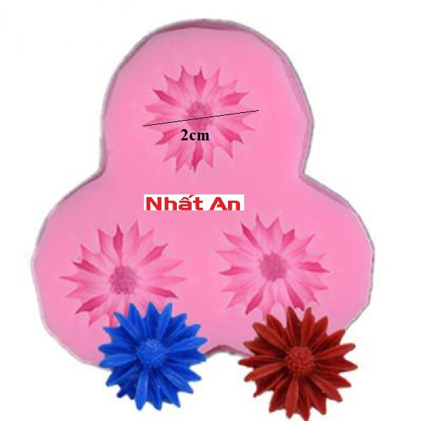 Khuôn silicone 4D 3 bông hoa