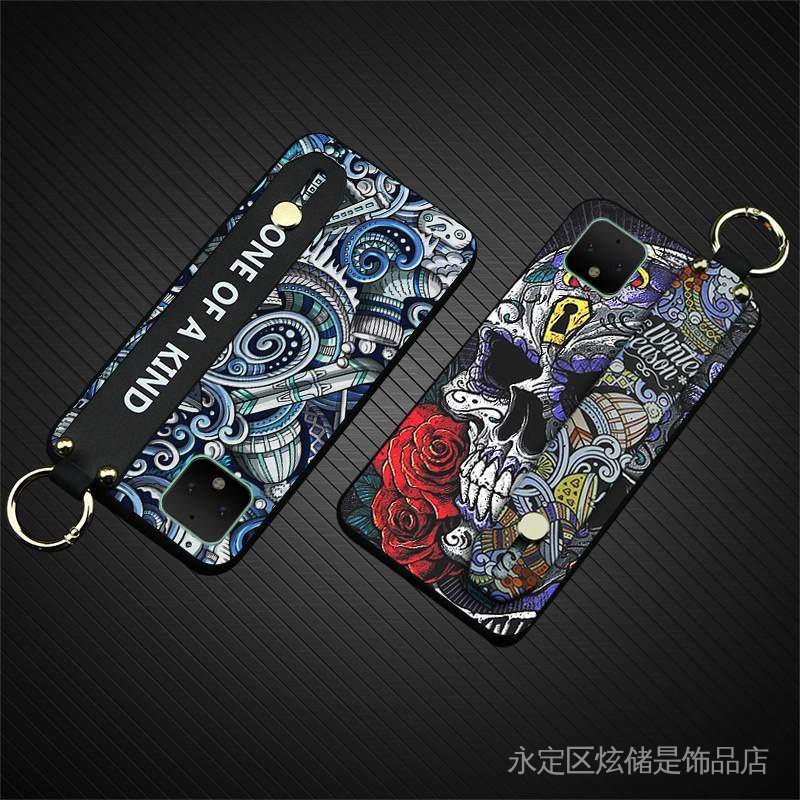 Google Pixel 4XL graffiti mobile phone case silicone wristband case Men's TPU cartoon mobile phone case protective case mobile phone