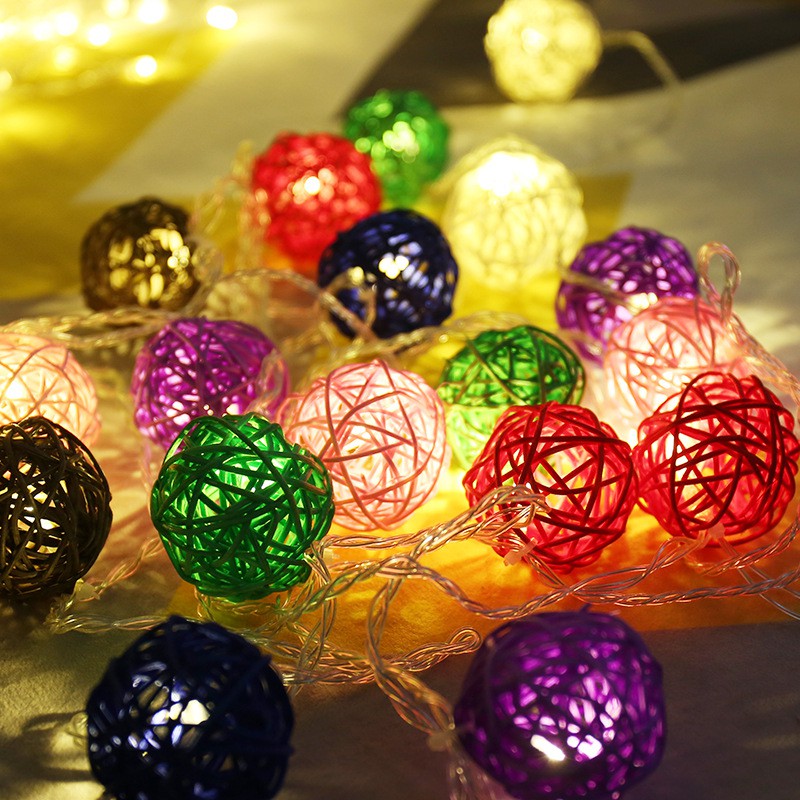 Đèn LED Trang Trí Với Bóng Đèn Cầu Mây 3M 20 Đèn - Trang Trí Giáng Sinh Noel, Phòng Khách