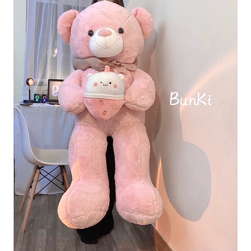 GẤU BÔNG TEDDY MILK TEA 1M2 HỒNG CAO CẤP BUNKI