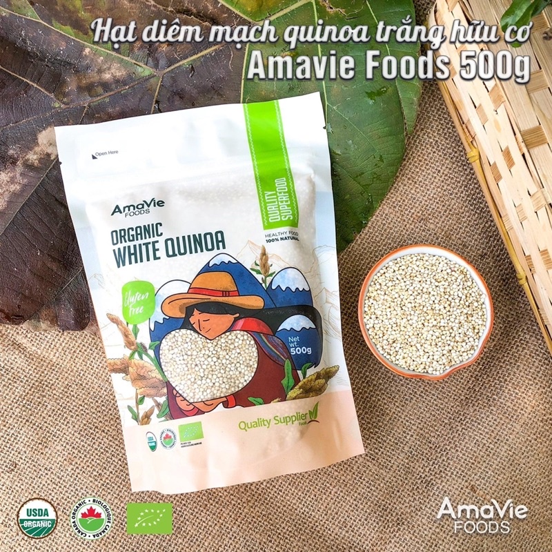 Hạt diêm mạch hữu cơ Amavie giàu dinh dưỡng, nấu cháo soup cơm bánh cho bé ăn dặm