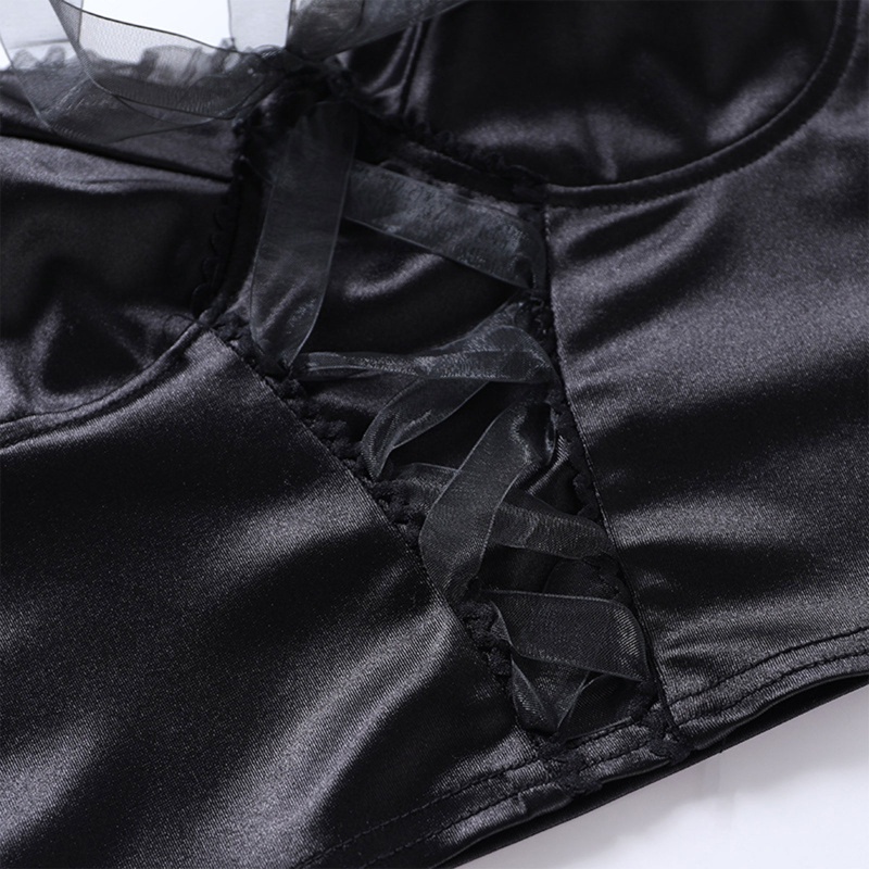 Áo Croptop Sát Nách Hở Lưng Phối Choker Quyến Rũ Cho Nữ