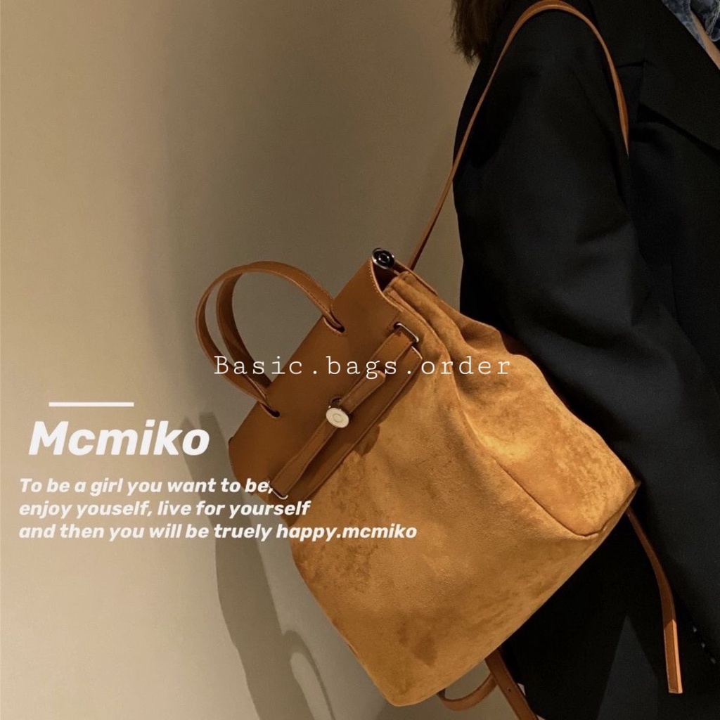 Balo da lộn màu nâu da bò phong cách Hàn Quốc