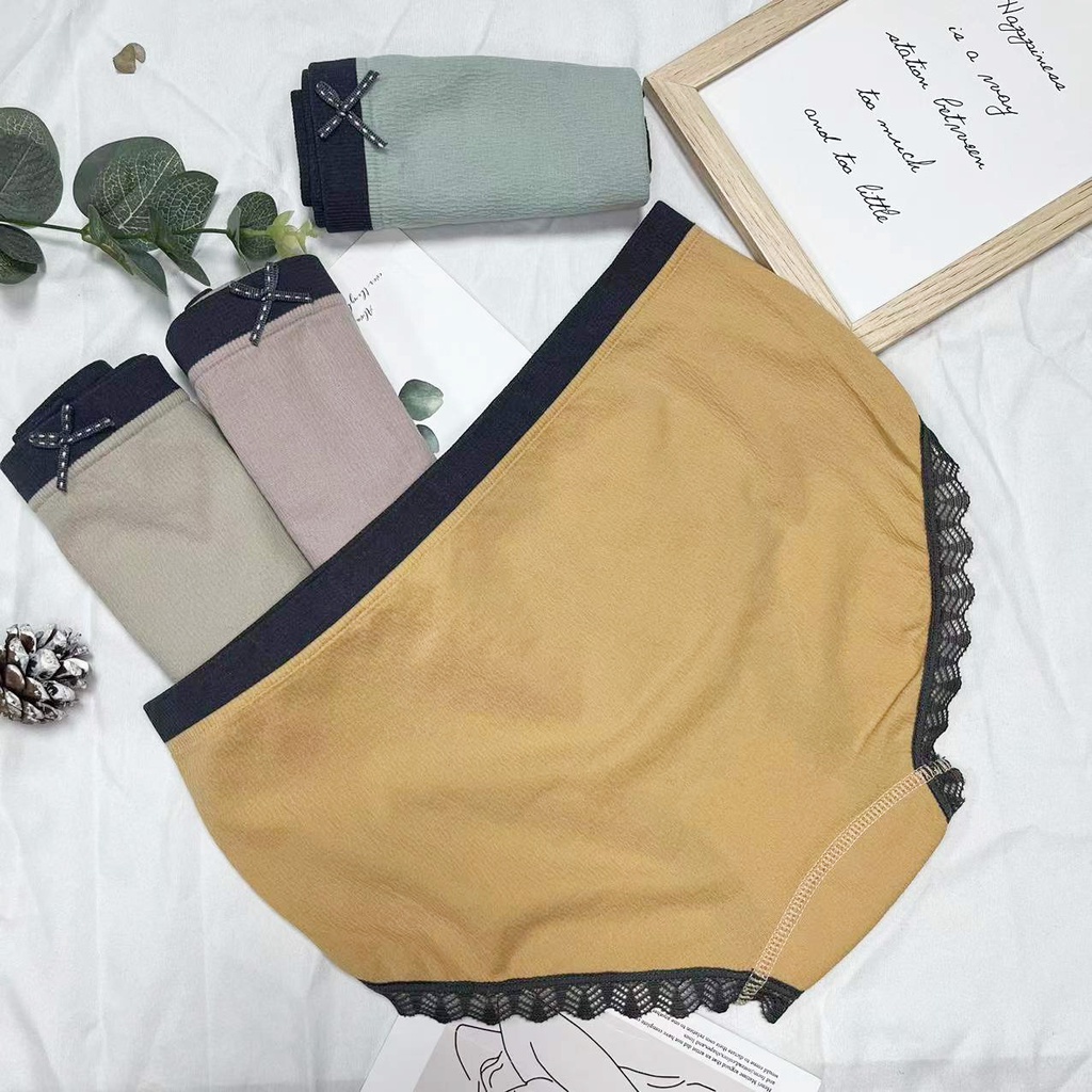 Quần Lót Nữ khe nữ Viền Ren Gợi Cảm Quần lót cotton Freesize tăm mịn