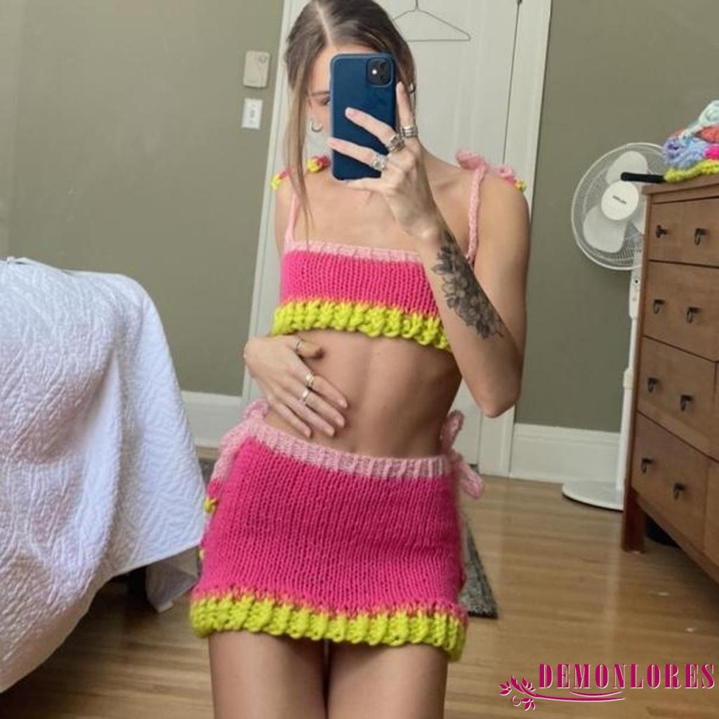 Set Áo Hai Dây Phối Chân Váy Lưng Thun Thiết Kế Độc Đáo Thời Trang Cá Tính Cho Nữ