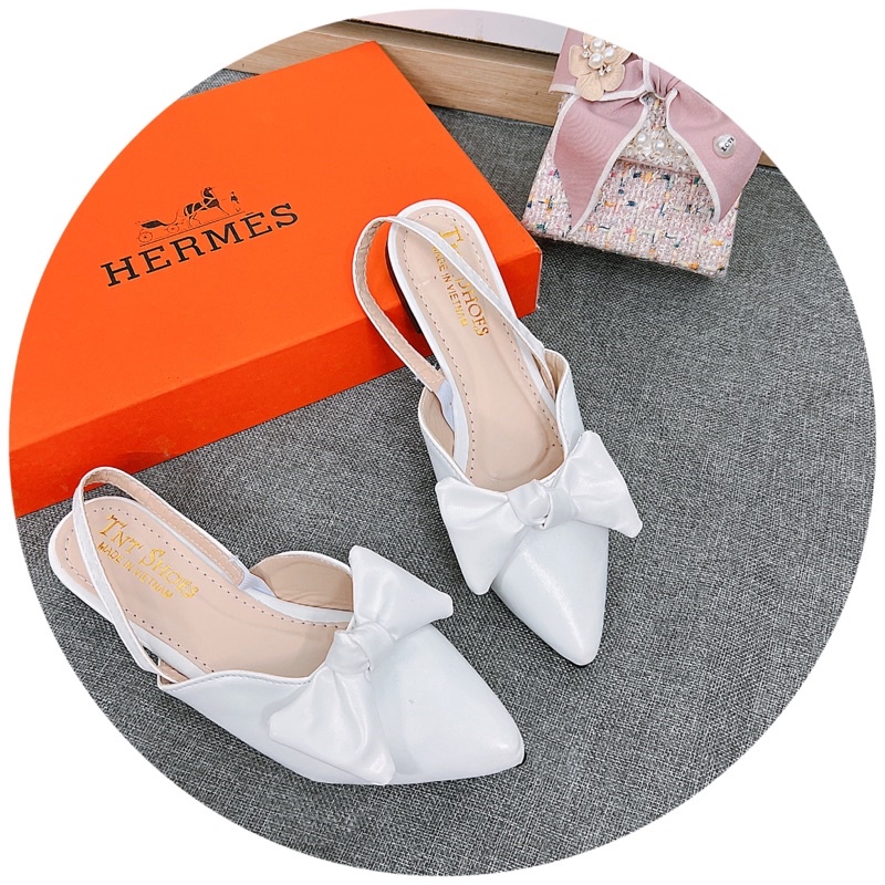 ❤️ FREE SHIP 50k❤️ Sục nữ đính nơ ú đế bệt mũi nhọn có quai chun sau giá sỉ