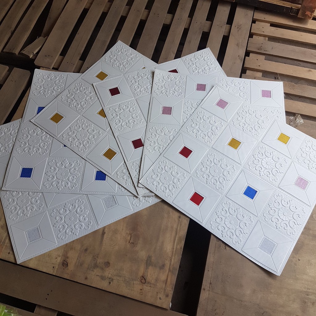 Xốp Dán Tường Hoa Văn Tem Nhũ Kim Tuyến Lấp Lánh 🎁🎁 KHỔ LỚN 70 x 70 CM - Chất Lượng SỐ 1