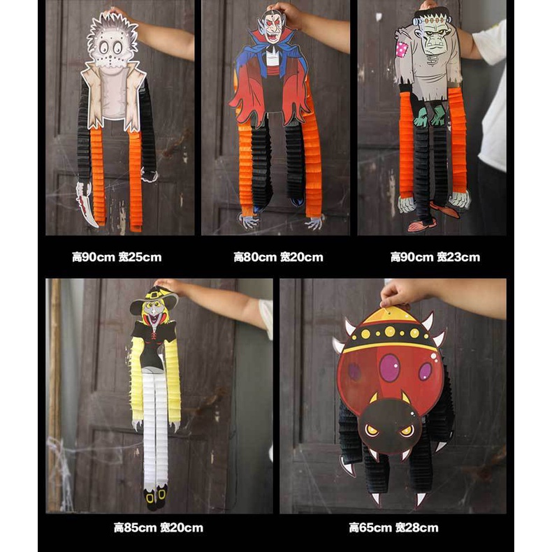 Zombie trang trí halloween dài 82cm chất liệu giấy xếp màu đẹp