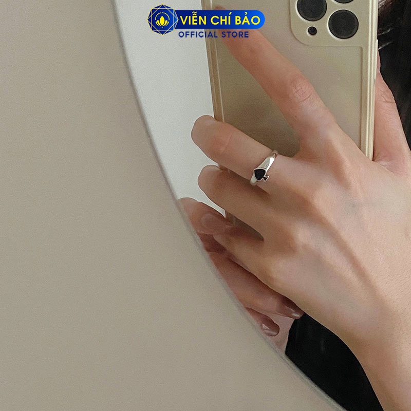 Nhẫn bạc nữ họa tiết bích đen chất liệu bạc 925 thời trang phụ kiện trang sức nữ Viễn Chí Bảo N000353