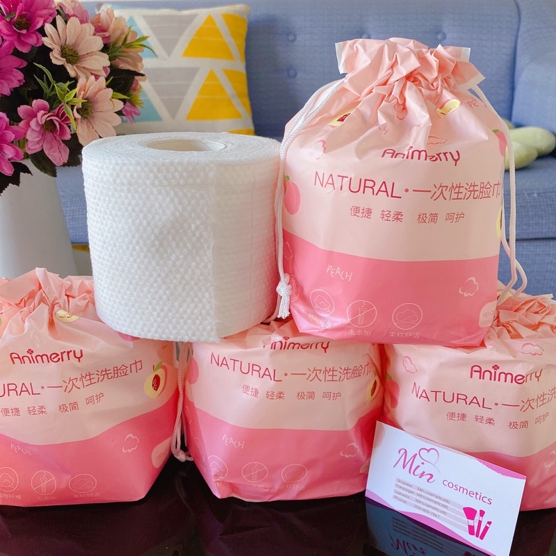 Khăn mặt khô Animerry dùng 1 lần lau khô, lau ướt , Giấy lau mặt dùng một lần