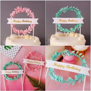 Que cắm HPBD Vòng Nguyệt Quế trang trí bánh sinh nhật#5k