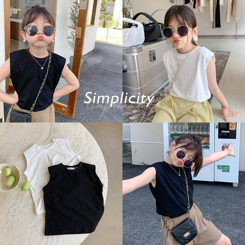 Set Đồ Thể Thao Hai Món Áo Sát Nách Dáng Rộng Phong Cách Hàn Quốc Thời Trang Mùa Hè Cho Bé Gái