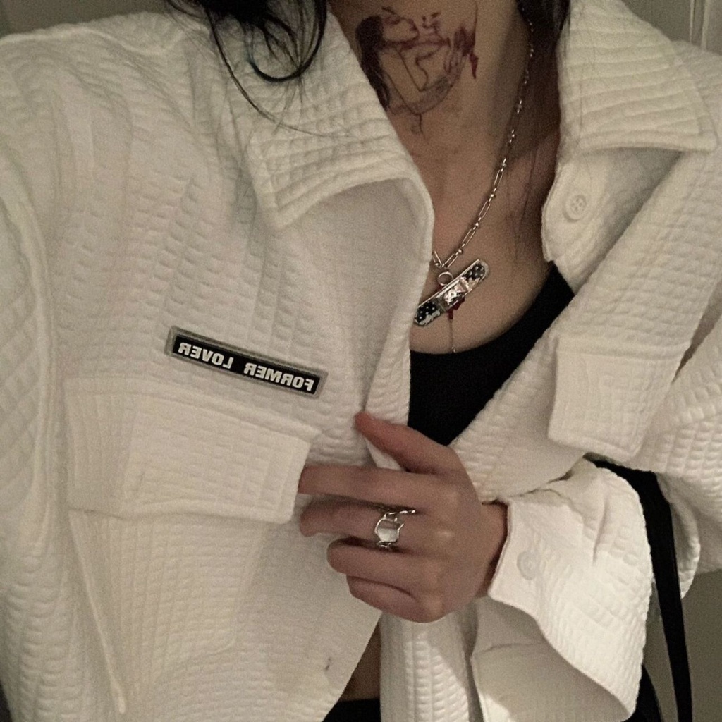 Jiashucheng Áo Khoác Dáng Rộng Màu Trắng Phong Cách Mỹ Dễ Phối Đồ Thời Trang Xuân Thu Cho Học Sinh Nữ