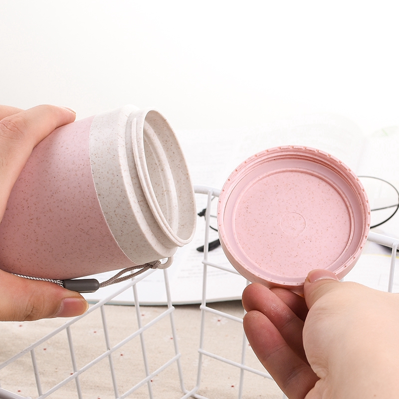 Cốc uống nước cách nhiệt bằng sợi rơm thiết kế nắp đậy tiện lợi