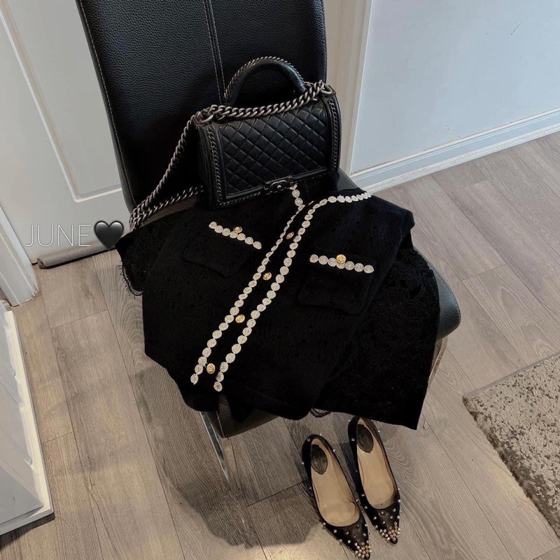 ÁO CADIGAN LÔNG THỎ VIỀN REN SIÊU HOT