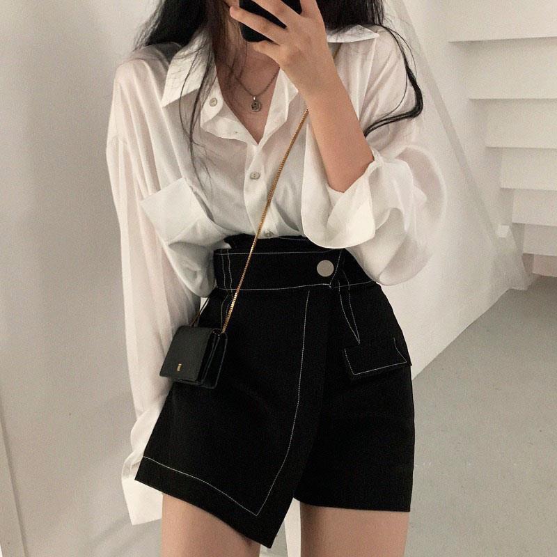 Quần giả váy cạp chéo viền chỉ nổi 553