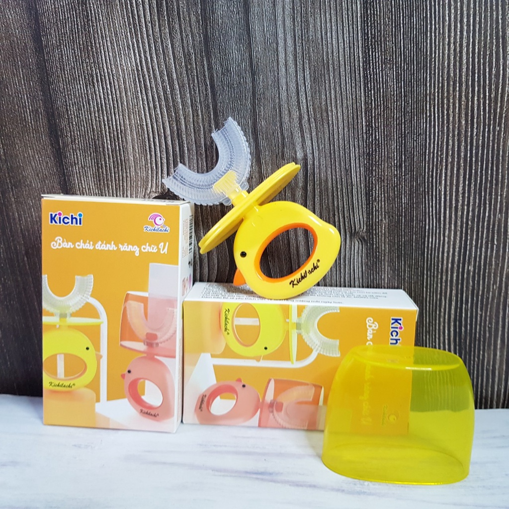 Bàn chải chữ U Kichilachi hình vịt đáng yêu cho bé 2-6 tuổi