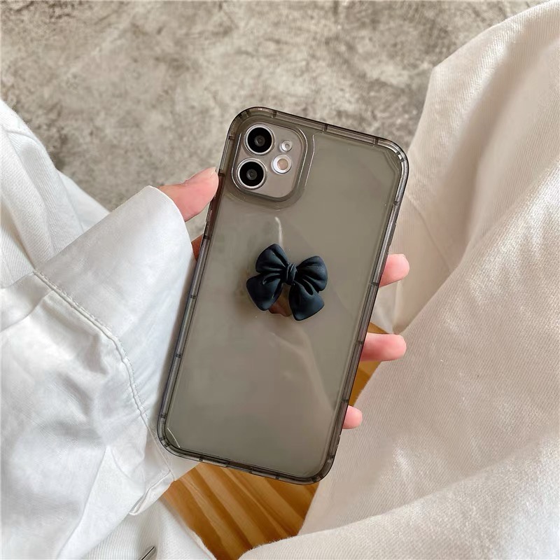 Ốp Điện Thoại Tpu Mềm Trong Suốt Họa Tiết Nơ Đen Cho Iphone 12 Pro Max 11 Pro Max Xs Max Xr X 7 8 Plus