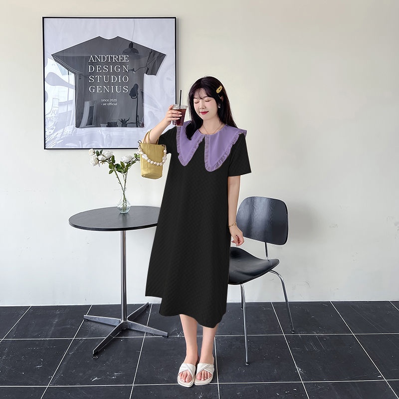 Vaky Xu Ng Đầm Thun Tay Ngắn Dáng Ôm Che Bụng Cỡ Lớn Thời Trang Mùa Hè Cho Nữ