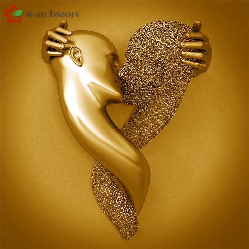 Tranh treo tường trang trí hình trái tim 3D bằng kim loại