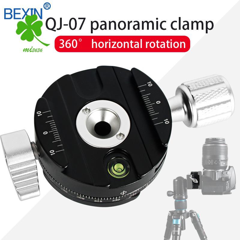 BEXIN QJ07 Quick Release Clamp Camera Mount Clip Tripod Plate Adapter 360 Rotate Panoramic Clamp For DSLR Camera