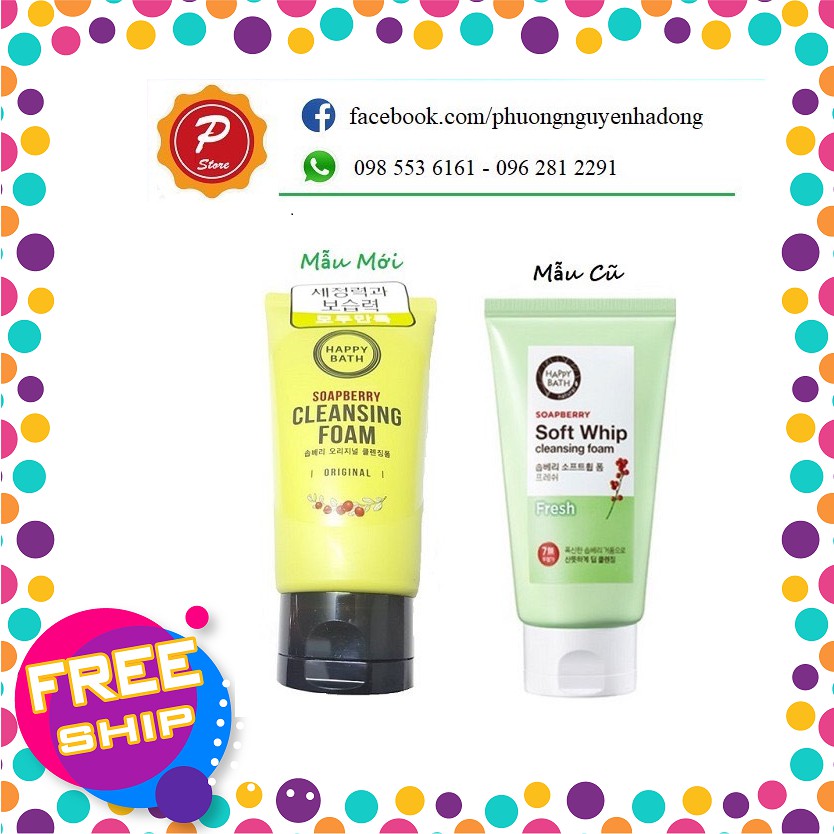 [Mẫu Mới] Sữa Rửa Mặt Soapberry Soft Whip Cleansing Foam Happy Bath Fresh 150g | BigBuy360 - bigbuy360.vn