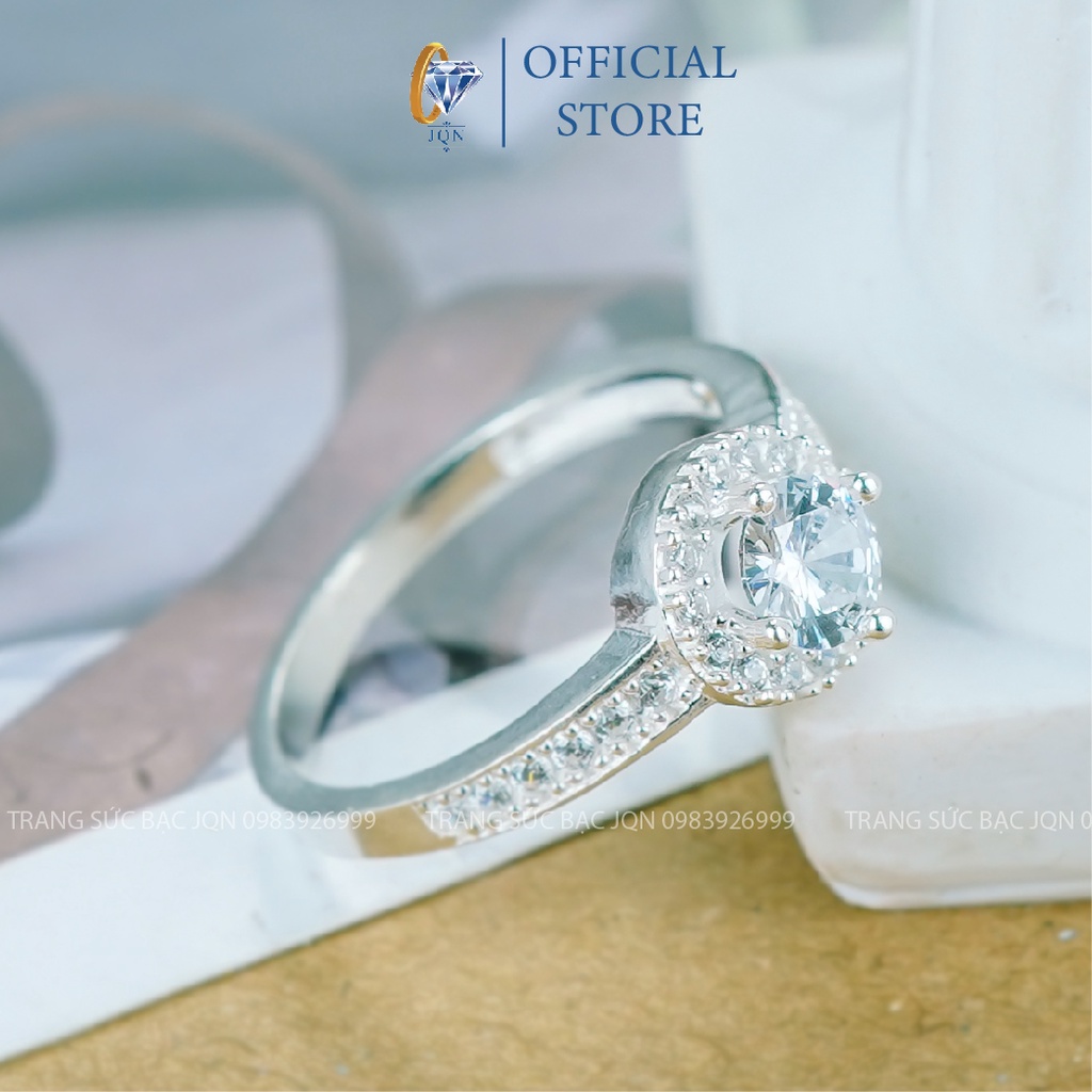 Nhẫn Nữ Bạc Thật JQN Mẫu Mới Mặt Đá Tròn Trẻ Trung N24