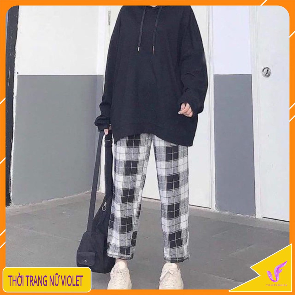 Quần Kẻ Caro 💝Quần nữ dáng rộng💝 ống xuông-unisex-vintage-chất liệu vải thô mềm-gồm 8 màu trẻ trung-năng động Mã QC01 | BigBuy360 - bigbuy360.vn