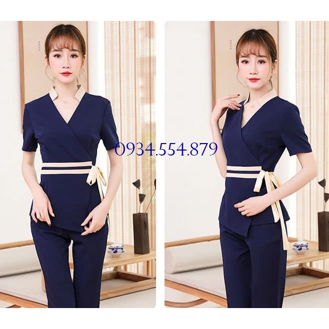 HT45 - Đồng phục Spa, Thẩm Mỹ, Y Tá Điều Dưỡng, Phòng Khám, Bác Sĩ Kate Silk - Thương Hiệu Đồng Phục Hà Thành cao cấp