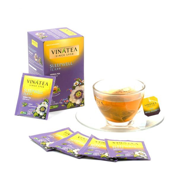 Trà vinatea túi lọc hộp 40g(20 gói) trà ngủ ngon++ chứa hoa cúc, cam thảo lá sen giải độc gan giảm mỡ bụng