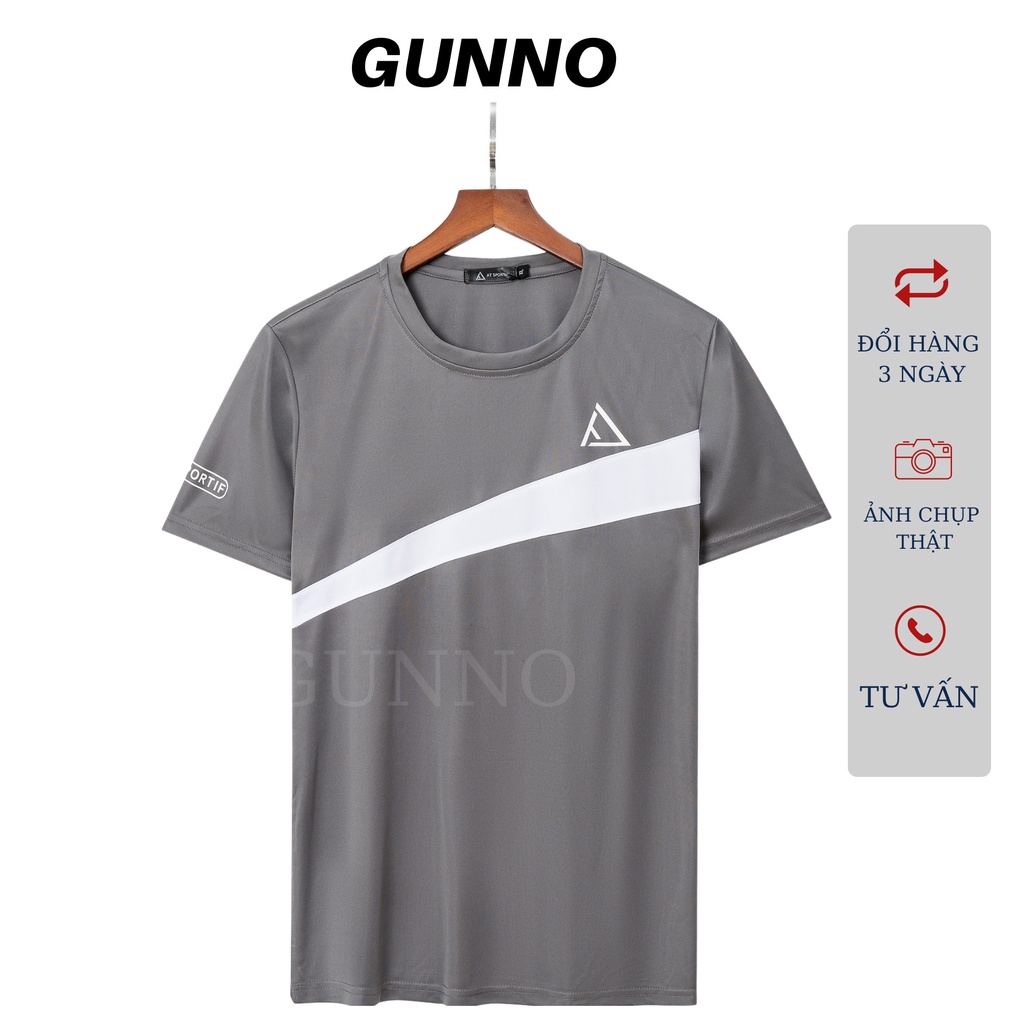 Bộ Thể Thao Nam phối ngang GUNNO vải thun lạnh thoáng mát co giãn năng động thời trang
