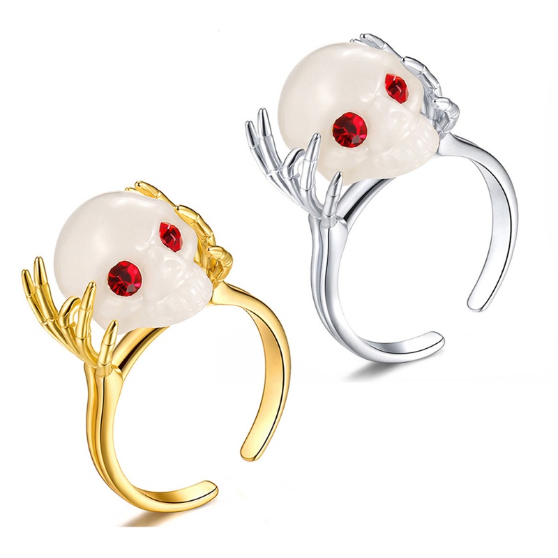 Nhẫn Hở Hình Đầu Lâu Phong Cách Goth Cá Tính Chống Căng Thẳng Có Thể Điều Chỉnh Cho Nam Nữ