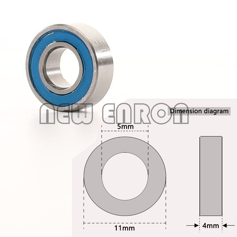 Mr115zz 5x11x4mm Thép Chrome Cao su màu xanh lam Vòng bi kín Vòng bi thu nhỏ Rãnh sâu 5 * 11 * 4MM cho tất cả các bộ phận xe RC Bộ phận ô tô Máy bay Heli