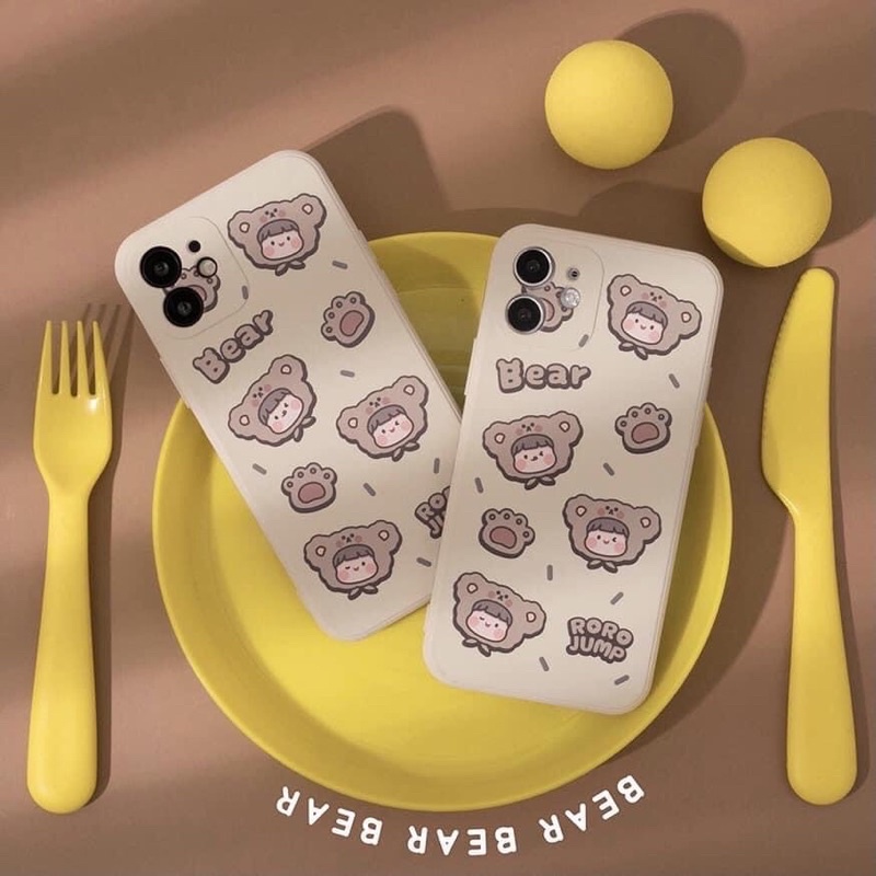 Ốp lưng hình gấu tooro cute cạnh vuông giả ip12 5/5s/6/6plus/6s/7/7plus/8/8plus/x/xr/xs/11/12/pro/max